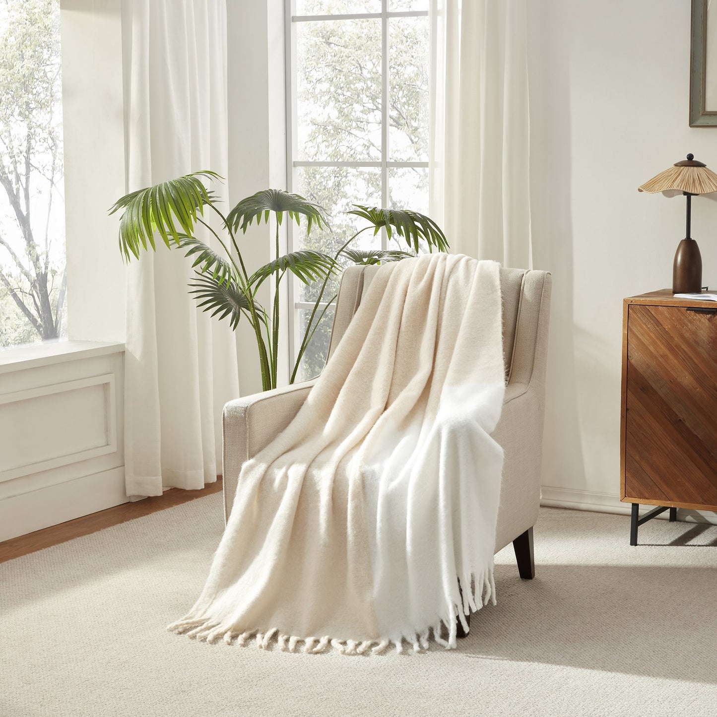 Color Block Throw with Fringes 50x60"