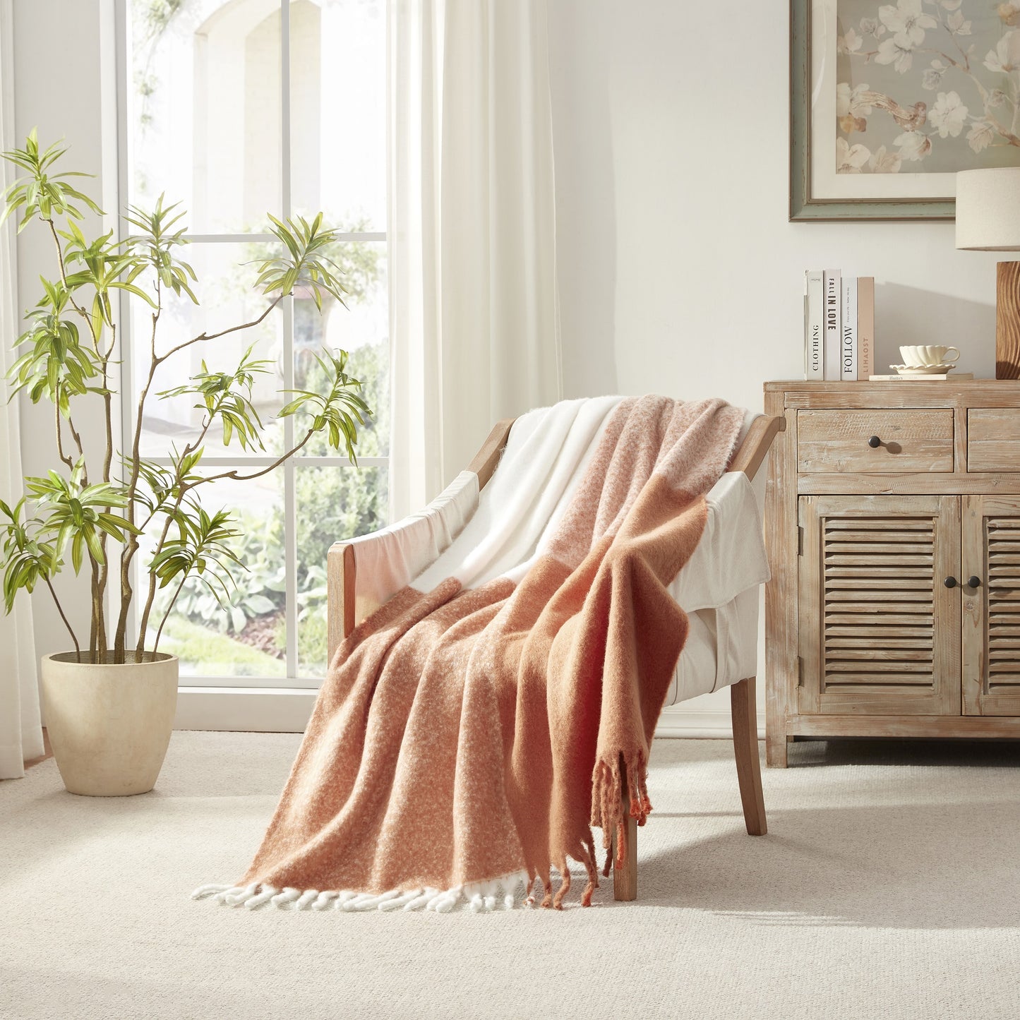 Color Block Throw with Fringes 50x60"