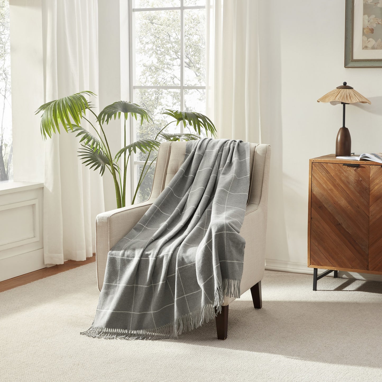 Cashmere-Like Throw (Windowpane) 50x60"